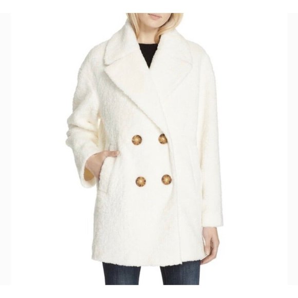 $498 Kate Spade Teddy Coat Double Breasted Size Medium Ivory Cream New! - Picture 3 of 9